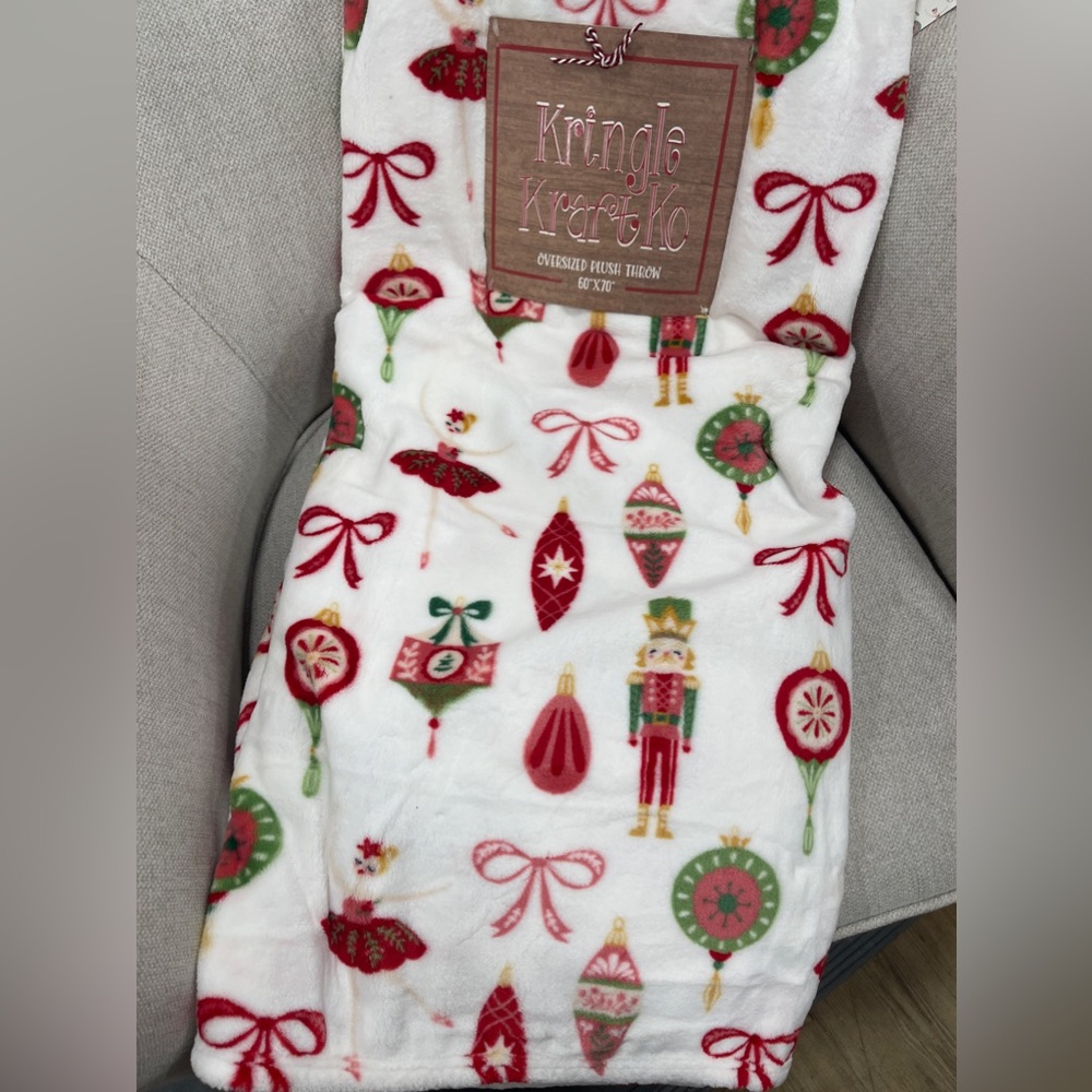 Pink Christmas The Nutcracker Ballet Holiday Plush Blanket 60”x70” NWT